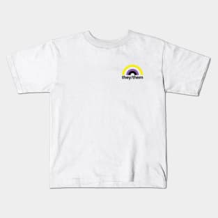 They/Them Pronouns Nonbinary Rainbow Kids T-Shirt